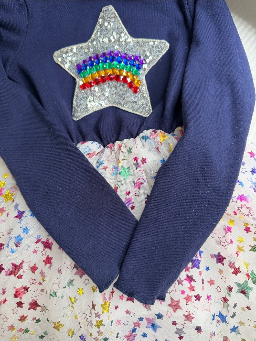 Lola + The Boys Navy Top with Sequin Star & Rainbow Beading 4 - Picture 3 of 7